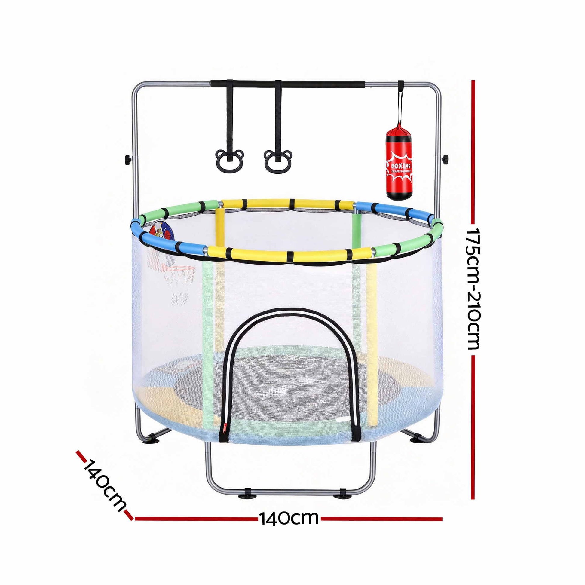 Everfit 55inch Trampoline Kids Rebounder with Basketball Set Sandbag Boxing Game TRAMPO-D-KID55-YGB