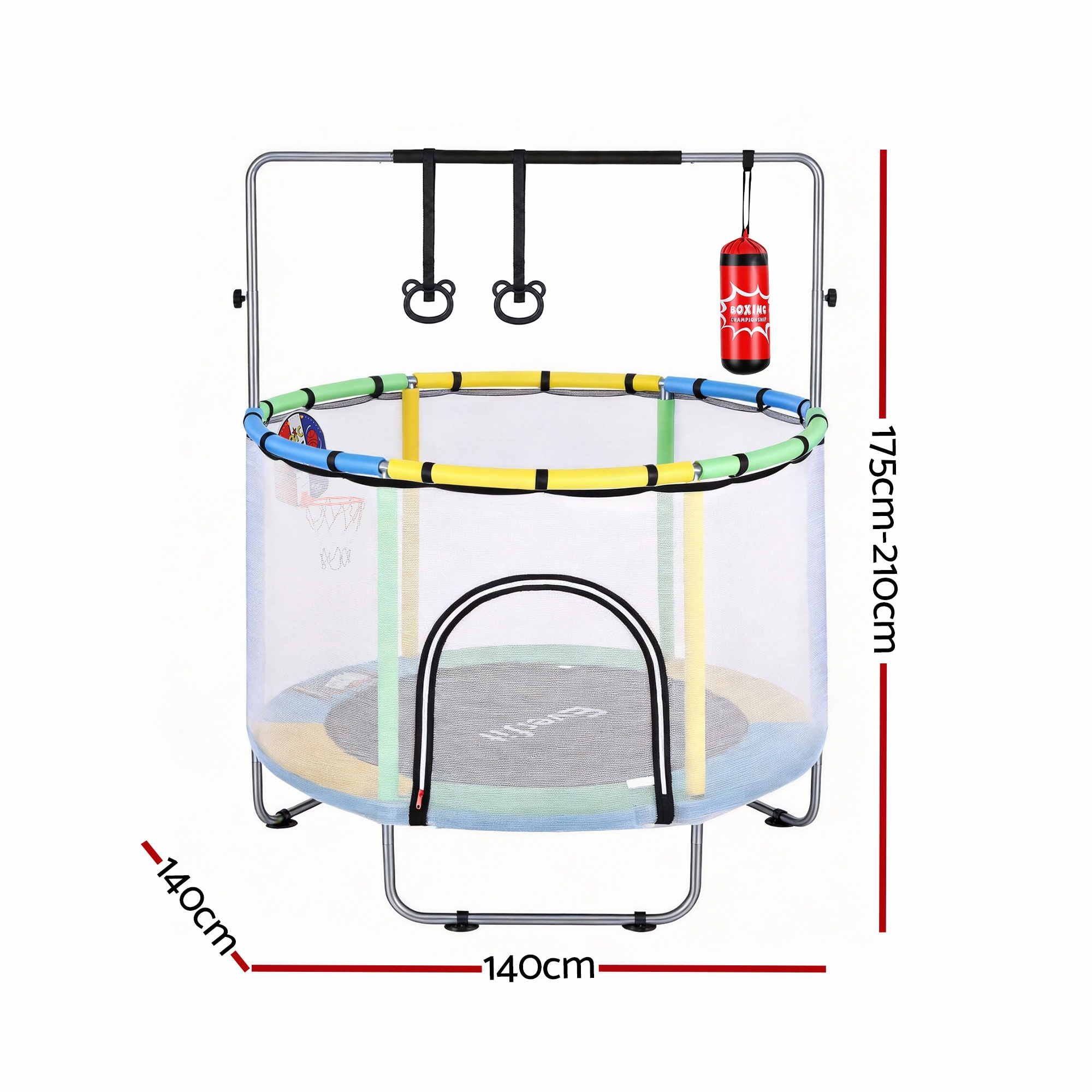 Everfit 55inch Trampoline Kids Rebounder with Basketball Set Sandbag Boxing Game TRAMPO-D-KID55-YGB