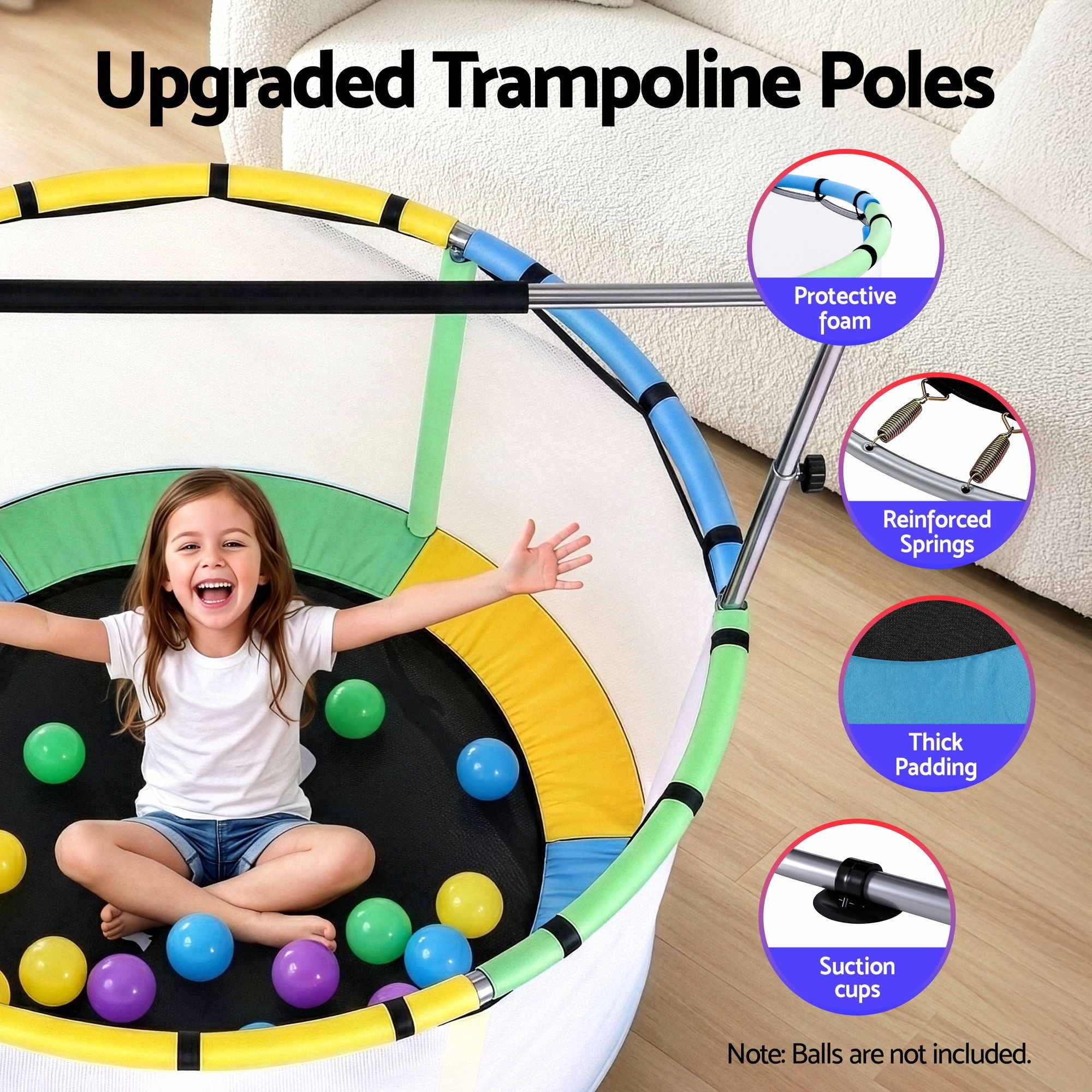 Everfit 55inch Trampoline Kids Rebounder with Basketball Set Sandbag Boxing Game TRAMPO-D-KID55-YGB