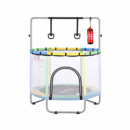 Everfit 55inch Trampoline Kids Rebounder with Basketball Set Sandbag Boxing Game TRAMPO-D-KID55-YGB