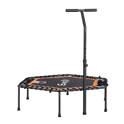Everfit 51inch Hexagon Fitness Trampoline Rebounder Adjustable Handrail Orange TRAMPO-D-MINI51-HEX-ORBK