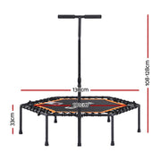 Everfit 51inch Hexagon Fitness Trampoline Rebounder Adjustable Handrail Orange TRAMPO-D-MINI51-HEX-ORBK