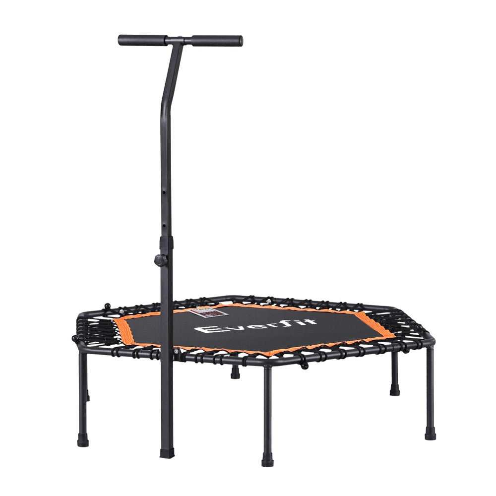Everfit 51inch Hexagon Fitness Trampoline Rebounder Adjustable Handrail Orange TRAMPO-D-MINI51-HEX-ORBK