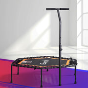 Everfit 51inch Hexagon Fitness Trampoline Rebounder Adjustable Handrail Orange TRAMPO-D-MINI51-HEX-ORBK