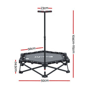Everfit Fitness Foldable Trampoline Rebounder Adjustable Handle Indoor Exercise Black TRAMPO-TD-FOLD42-BK