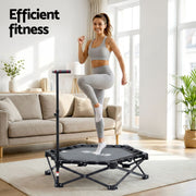 Everfit Fitness Foldable Trampoline Rebounder Adjustable Handle Indoor Exercise Black TRAMPO-TD-FOLD42-BK