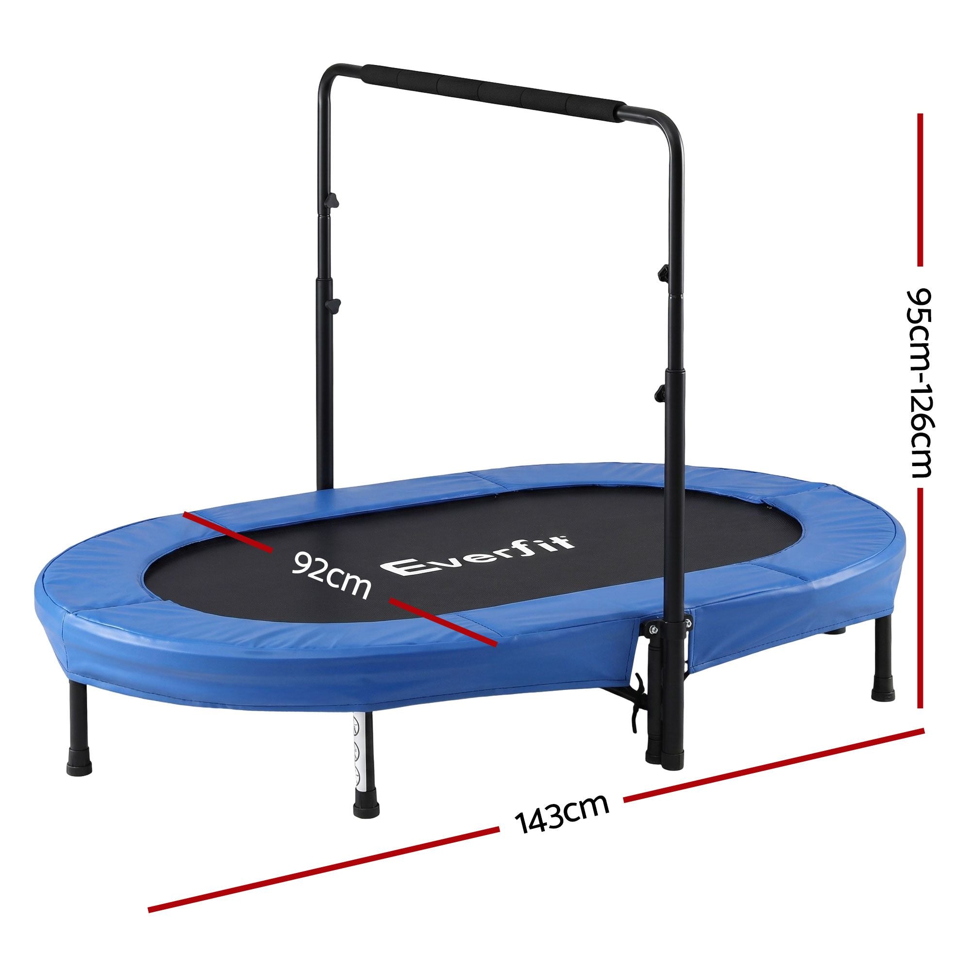 Everfit 56-Inch Foldable Fitness Trampoline Indoor Rebounder Adjustable Handrail TRAMPO-TD-FOLD56-OVL-BL