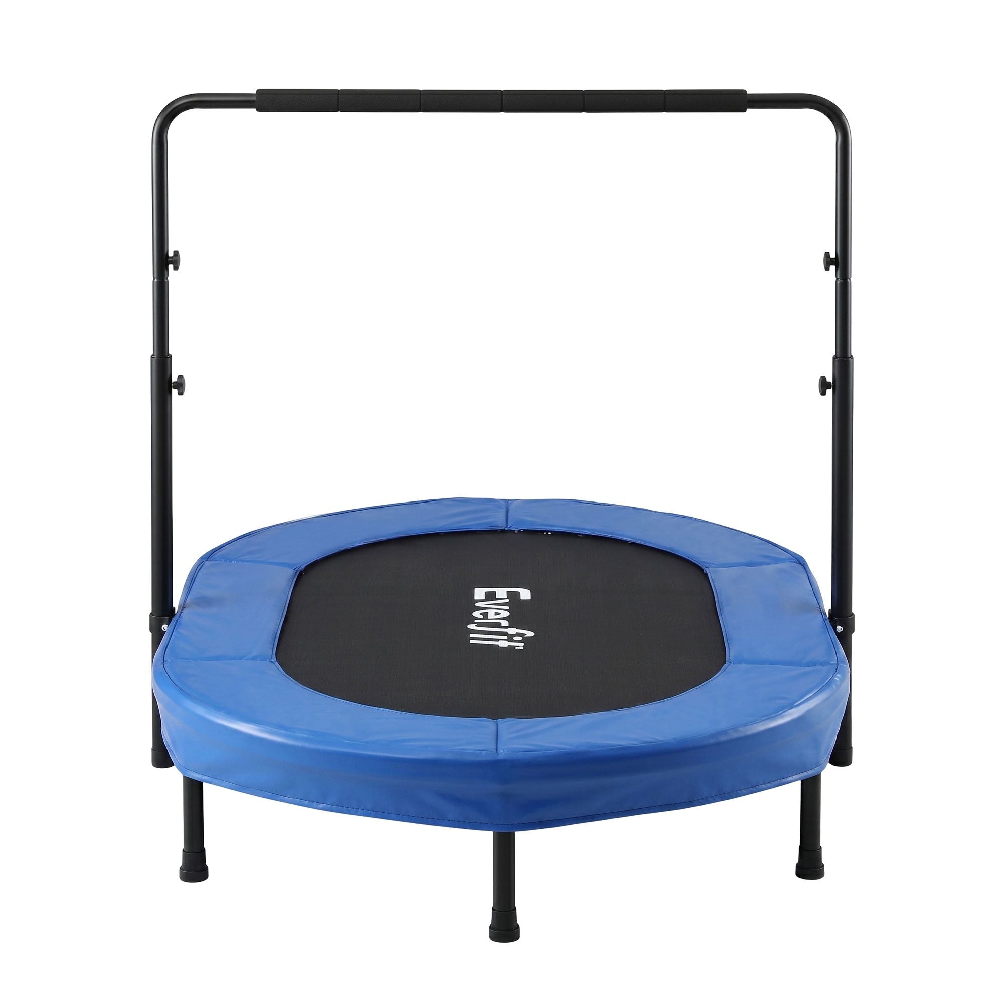 Everfit 56-Inch Foldable Fitness Trampoline Indoor Rebounder Adjustable Handrail TRAMPO-TD-FOLD56-OVL-BL