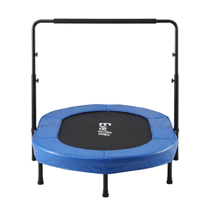 Everfit 56-Inch Foldable Fitness Trampoline Indoor Rebounder Adjustable Handrail TRAMPO-TD-FOLD56-OVL-BL