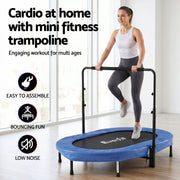 Everfit 56-Inch Foldable Fitness Trampoline Indoor Rebounder Adjustable Handrail TRAMPO-TD-FOLD56-OVL-BL