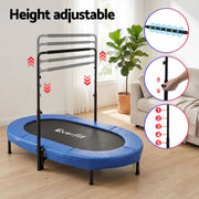 Everfit 56-Inch Foldable Fitness Trampoline Indoor Rebounder Adjustable Handrail TRAMPO-TD-FOLD56-OVL-BL