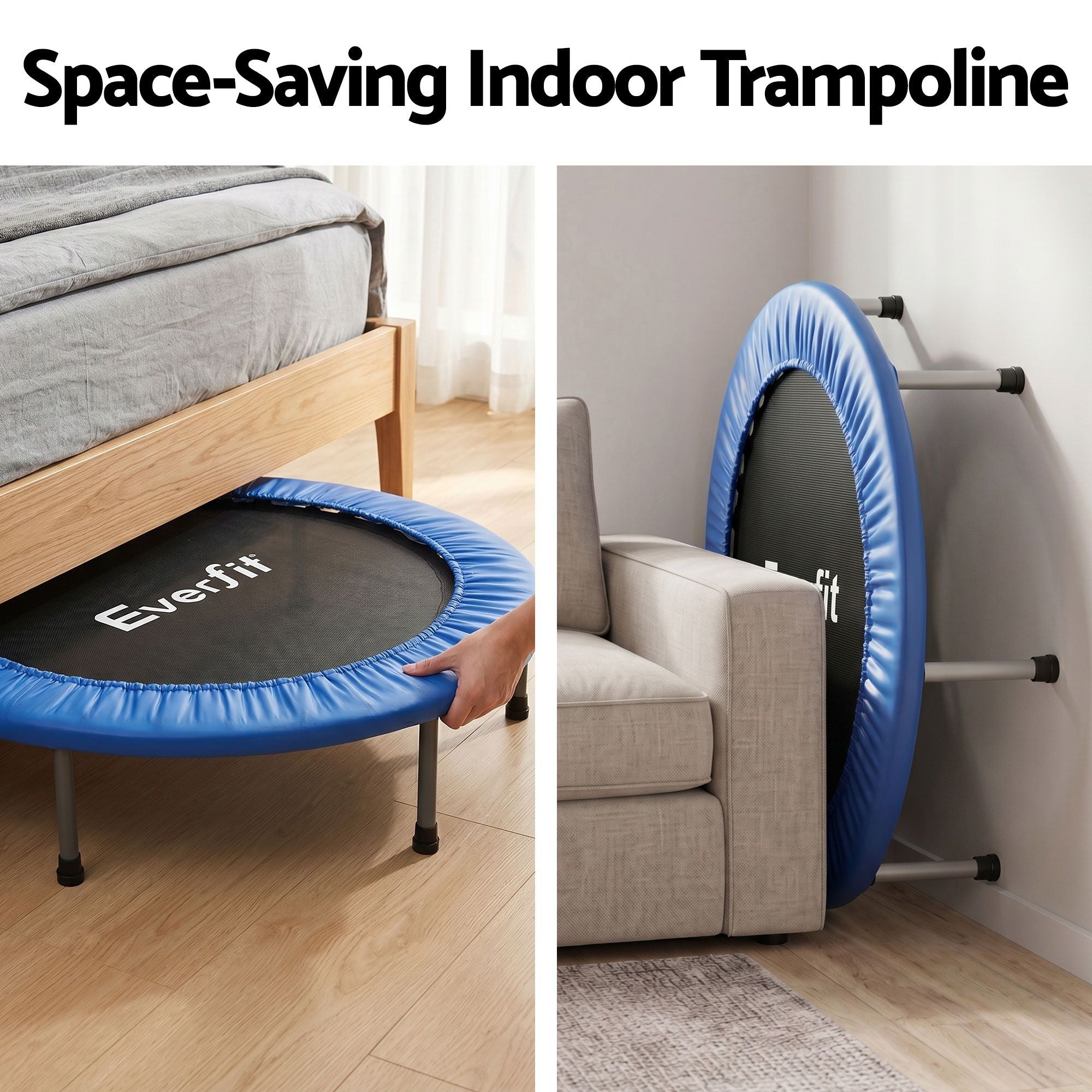 Everfit 40-Inch Fitness Trampoline Rebounder Mini Round Trampoline Home Workouts TRAMPO-TD-MINI40-R-BL