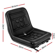 Giantz Tractor Seat Forklift Excavator Universal Suspension Truck Chair PU Leather TS-BACK11F-BK