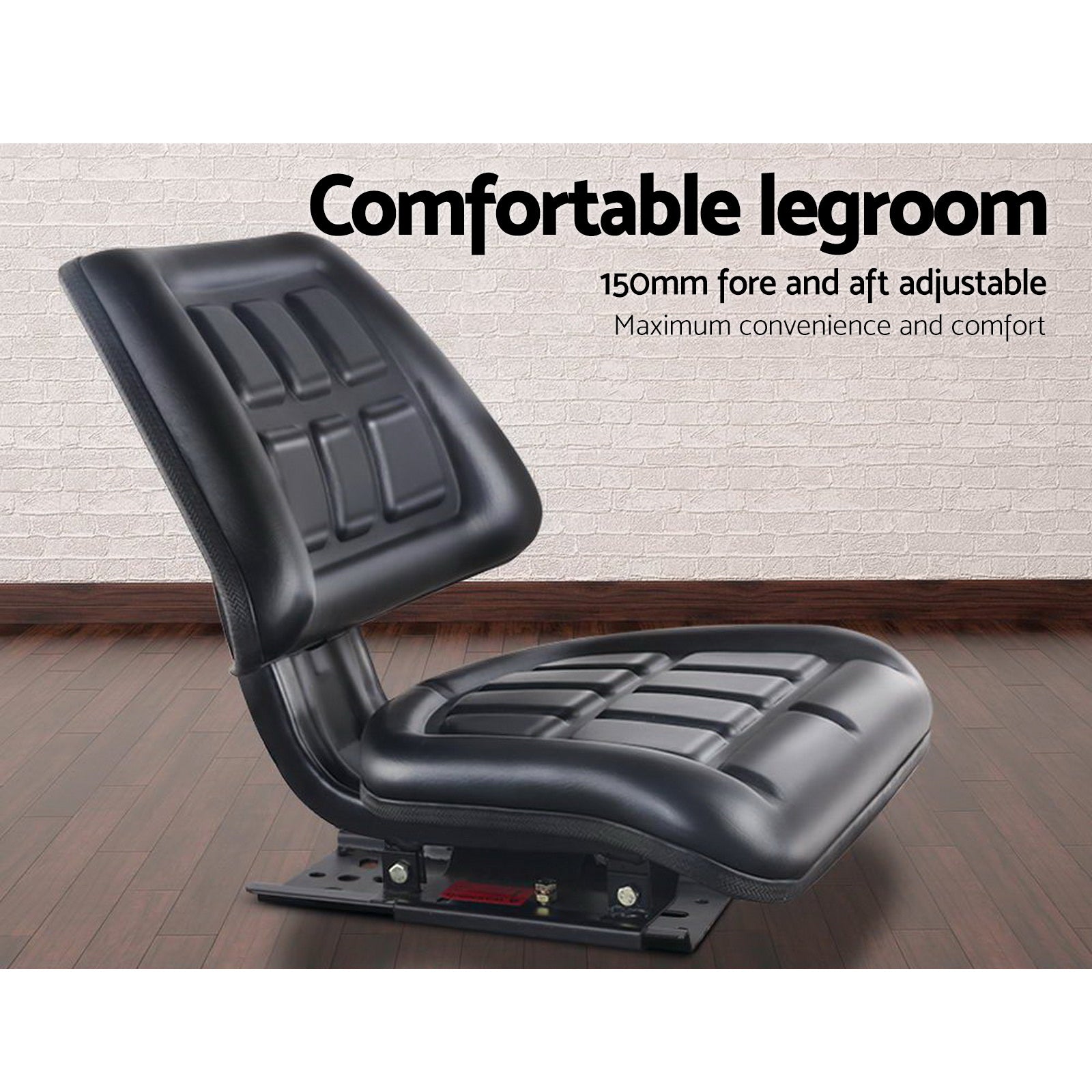 Giantz Tractor Seat Forklift Excavator Truck Universal Replacement PU Chair TS-BACK241-BK