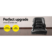 Giantz Tractor Seat Forklift Excavator Universal Backrest Truck PU Chair TS-FORKLIFT-B163-BK
