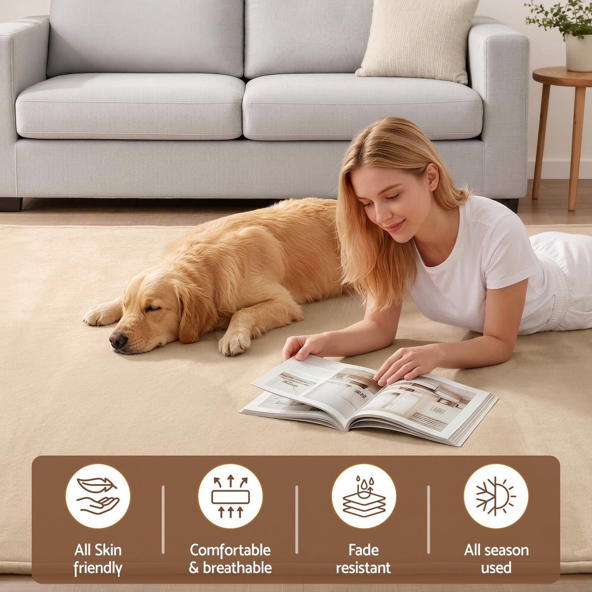 Artiss Tatami Mat Floor Mattress 3cm Thick Futon Mattresses Mellow Mat Rugs Living Room Beige TTM-MAT-150X200-BG