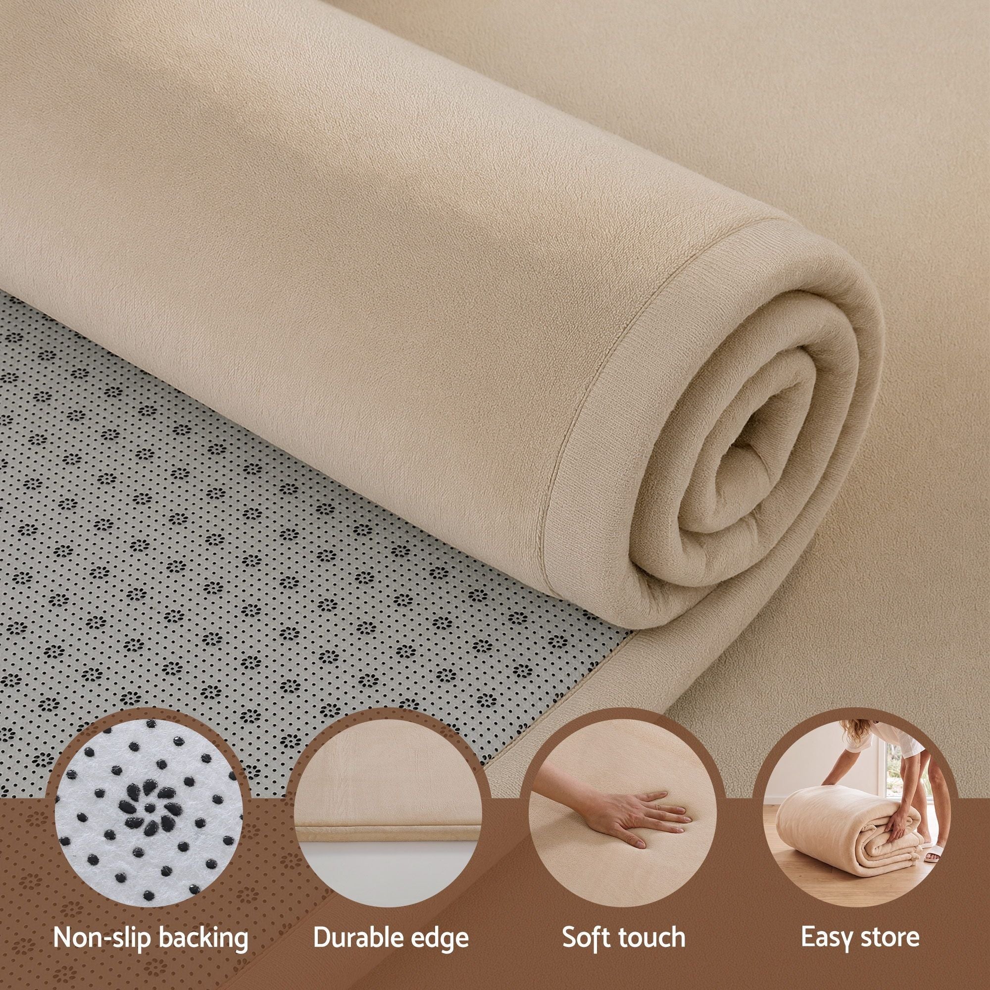 Artiss Tatami Mat Floor Mattress 3cm Thick Futon Mattresses Mellow Mat Rugs Living Room Beige TTM-MAT-150X200-BG