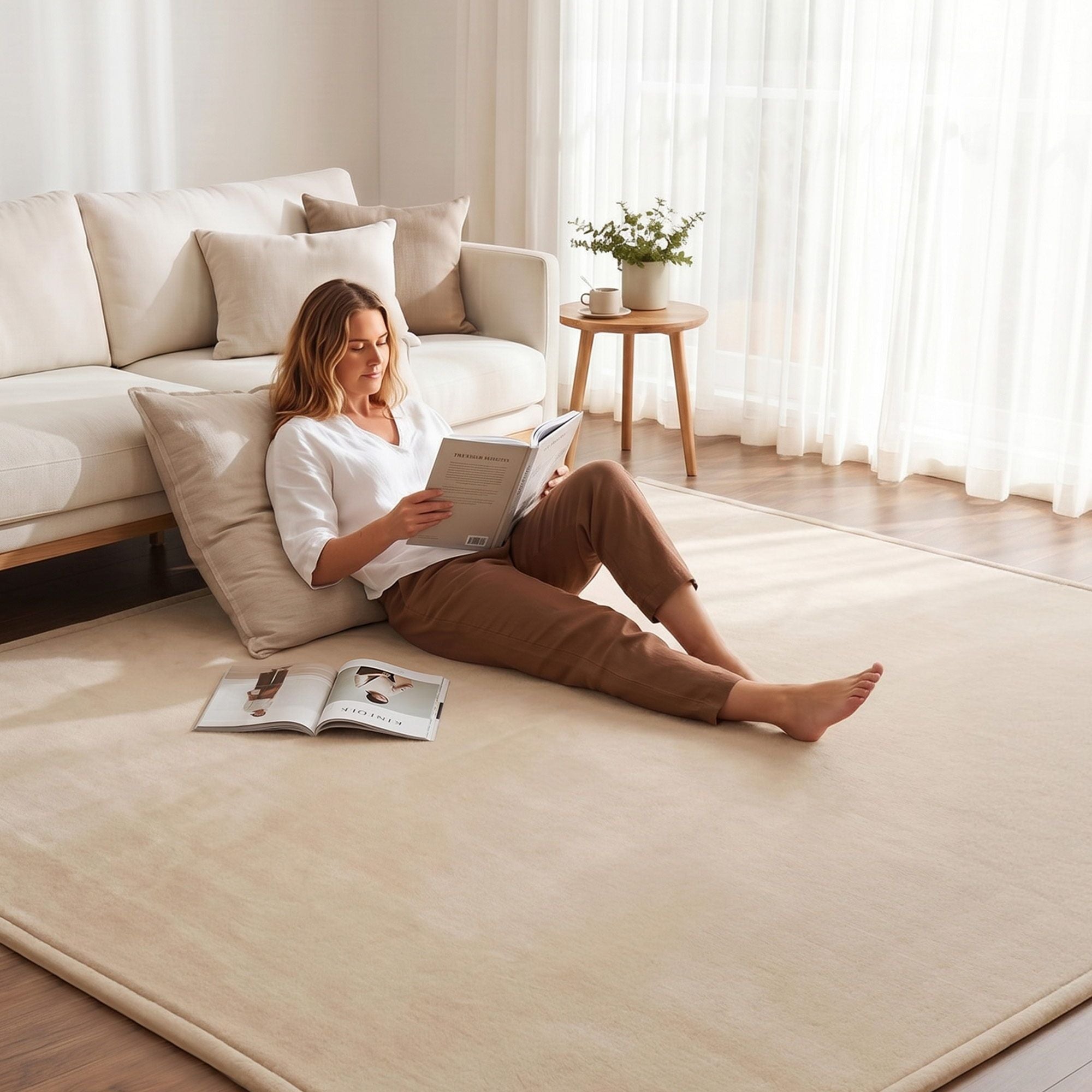 Artiss Tatami Mat Floor Mattress 3cm Thick Futon Mattresses Mellow Mat Rugs Living Room Beige TTM-MAT-200X200-BG