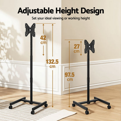 Artiss TV Stand 13-50" Universal Mobile Adjustable Height TV Stand with Wheels TV-MOUN-1004-BK