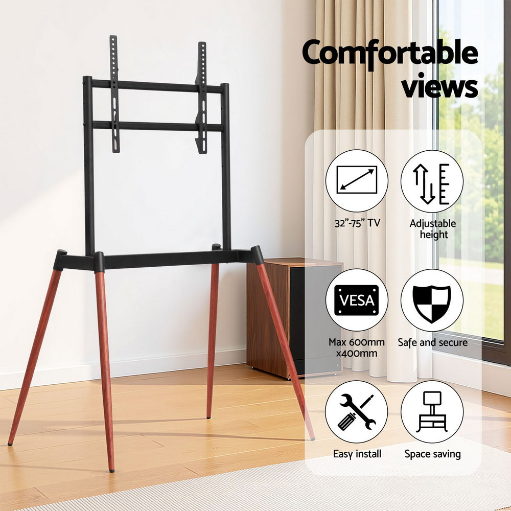 Artiss TV Stand 32-75 inch LED LCD Screen Wooden Floor Easel Height Adjustable TV-MOUN-102-BK-WAL
