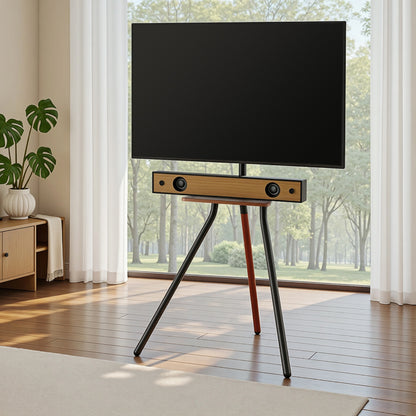 Artiss TV Stand Wooden Tray 24-55" Swivel Height Adjustable TV-MOUN-105-BK-WAL