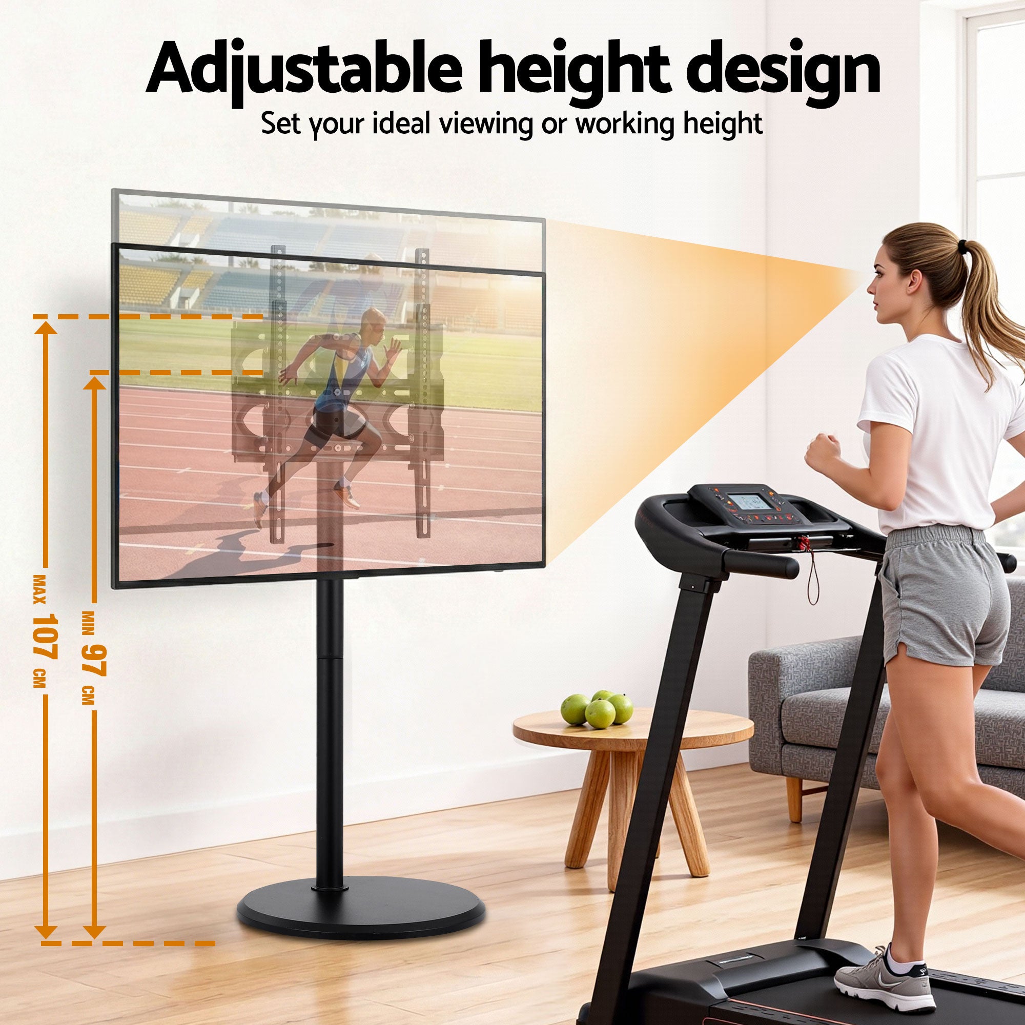Artiss 32-55 Inch Mobile TV Stand with Wheels Height & Tilt Adjustable Floor Mount TV-MOUN-1250-BK