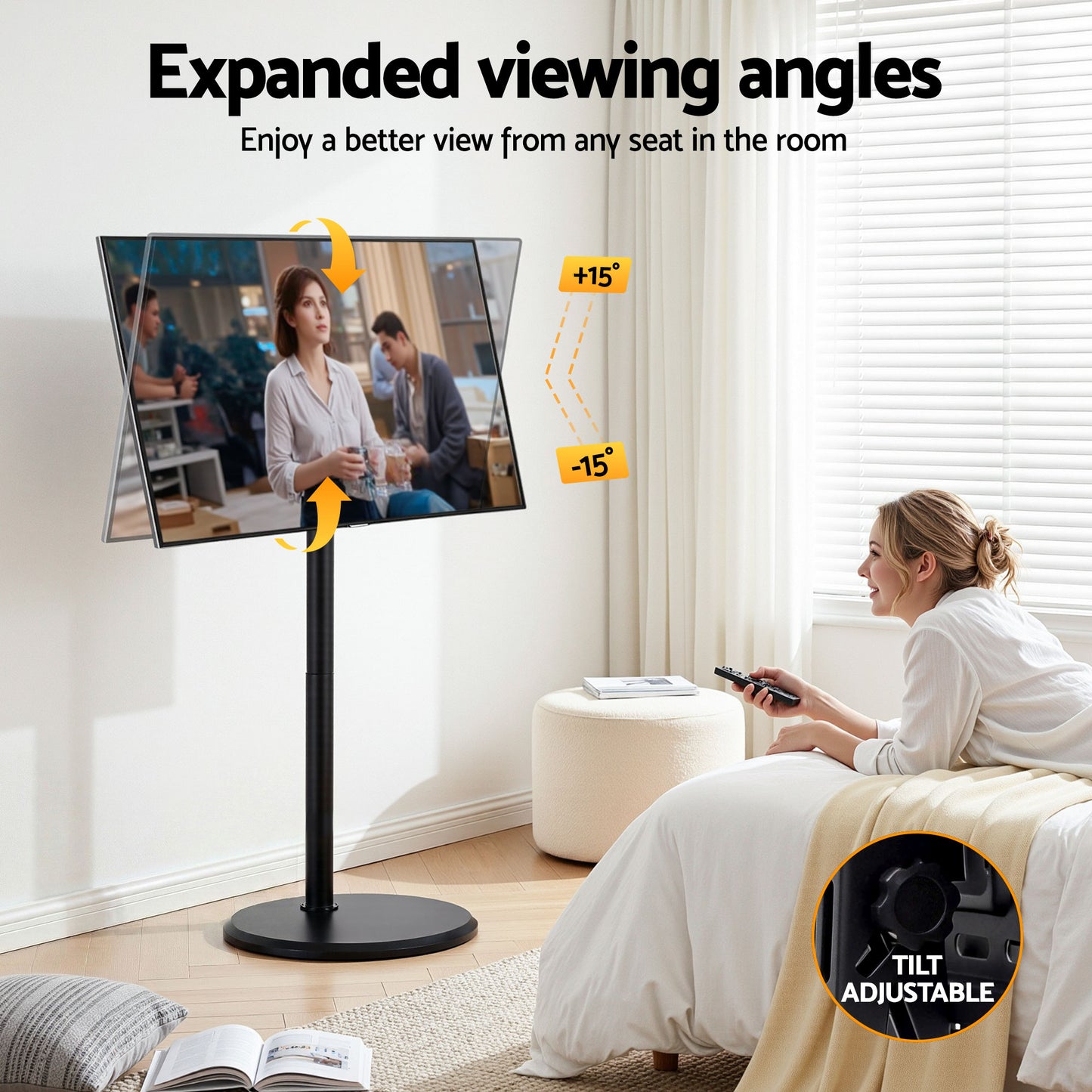 Artiss 32-55 Inch Mobile TV Stand with Wheels Height & Tilt Adjustable Floor Mount TV-MOUN-1250-BK