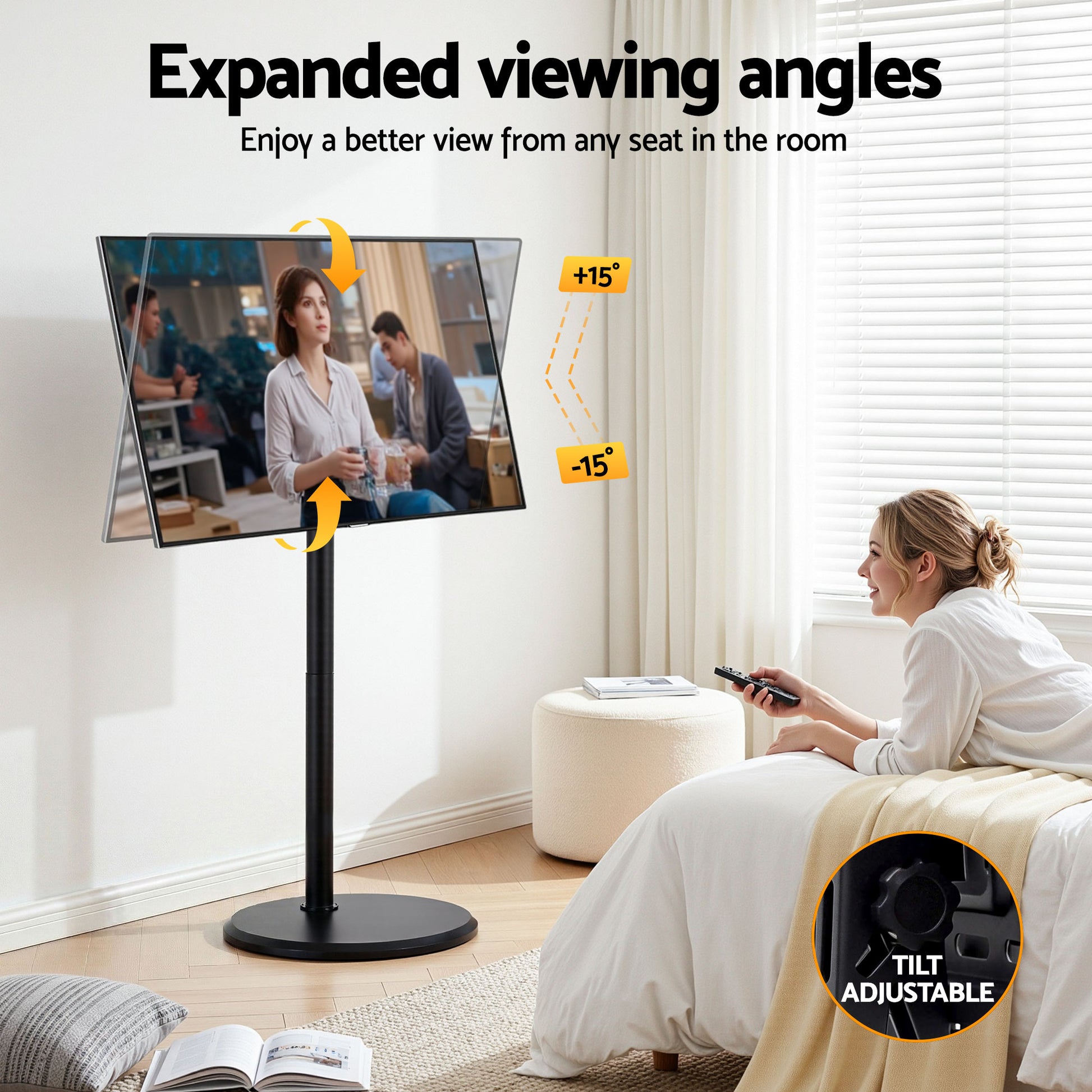 Artiss 32-55 Inch Mobile TV Stand with Wheels Height & Tilt Adjustable Floor Mount TV-MOUN-1250-BK