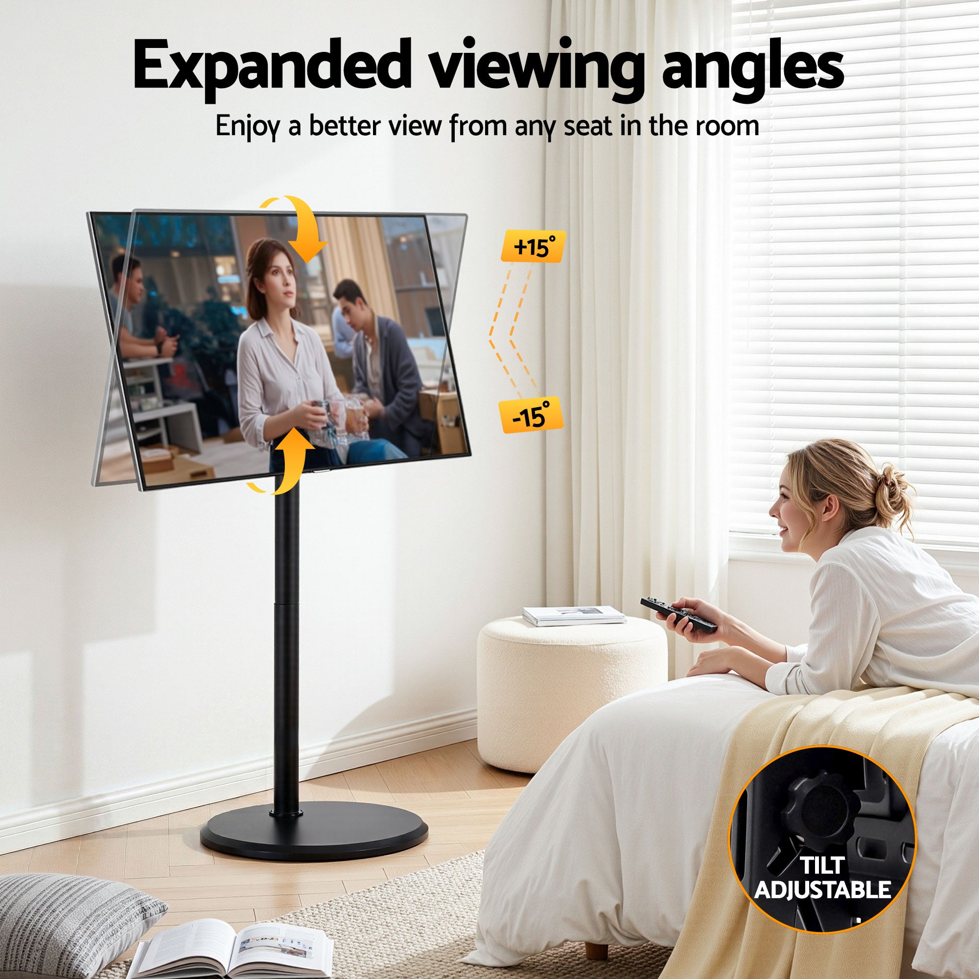 Artiss 32-55 Inch Mobile TV Stand with Wheels Height & Tilt Adjustable Floor Mount TV-MOUN-1250-BK
