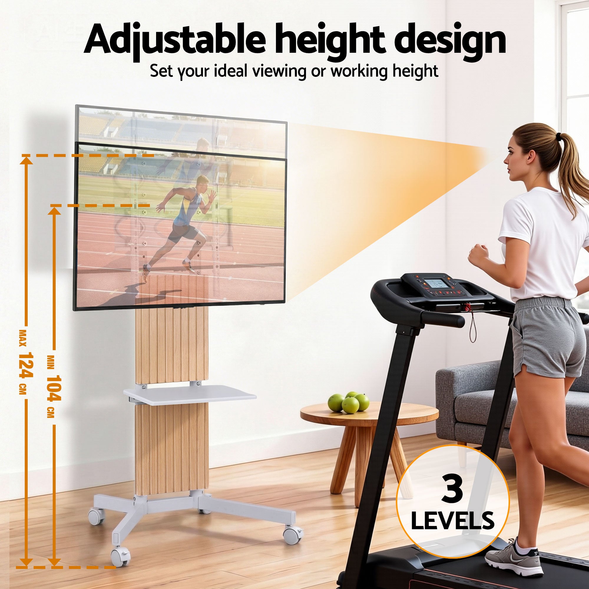 Artiss Mobile TV Floor Stand for 32-65" Mount Bracket Universal Adjustable Height with Wheels TV-MOUN-2007-WH
