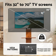 Artiss TV Stand 32-70" Wooden Tray Swivel Height Adjustable TV-MOUN-2401-BK-WAL