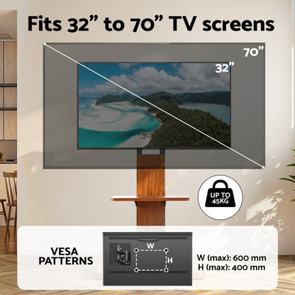 Artiss TV Stand 32-70" Wooden Tray Swivel Height Adjustable TV-MOUN-2401-BK-WAL