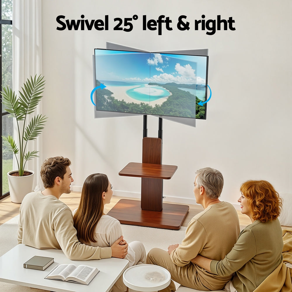 Artiss TV Stand 32-70" Wooden Tray Swivel Height Adjustable TV-MOUN-2401-BK-WAL
