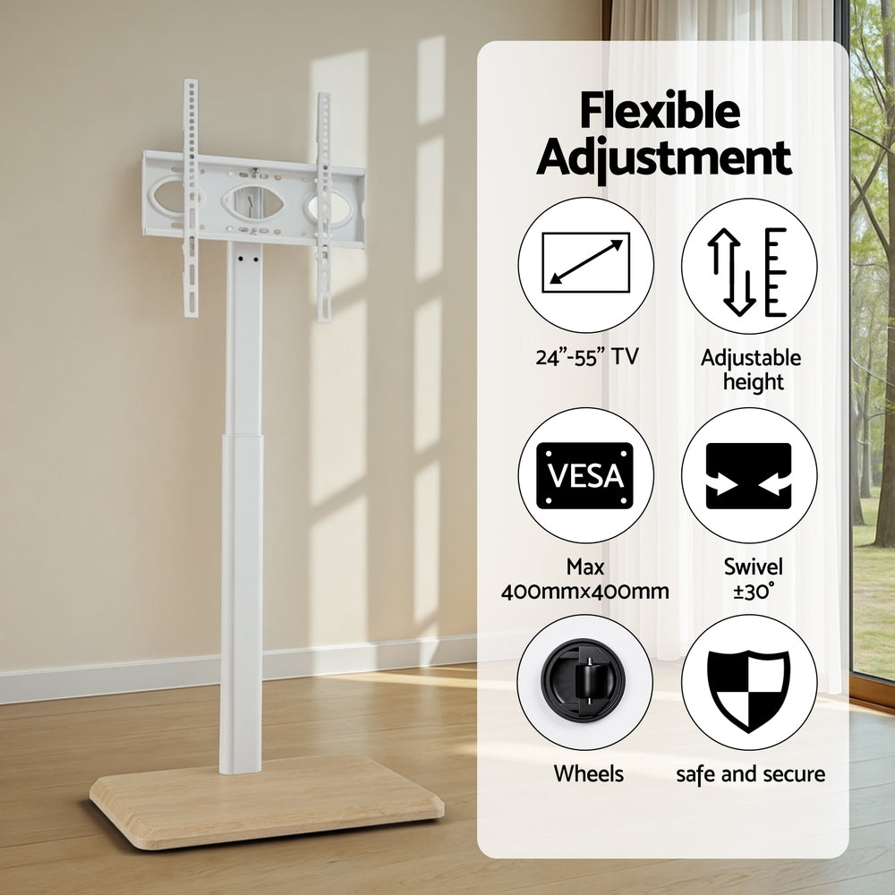 Artiss TV Stand 24-55" Swivel Height Adjustable Floor Mount for TVs TV-MOUN-4004-WH