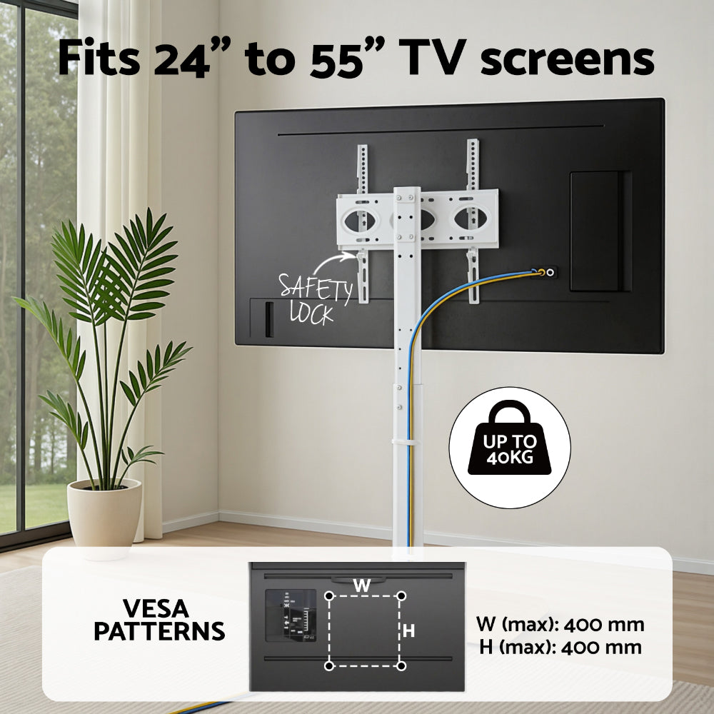 Artiss TV Stand 24-55" Swivel Height Adjustable Floor Mount for TVs TV-MOUN-4004-WH