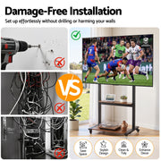 Artiss Mobile TV Stand for 40-100 Inch TVs Cart with Wheels Adjustable Shelves