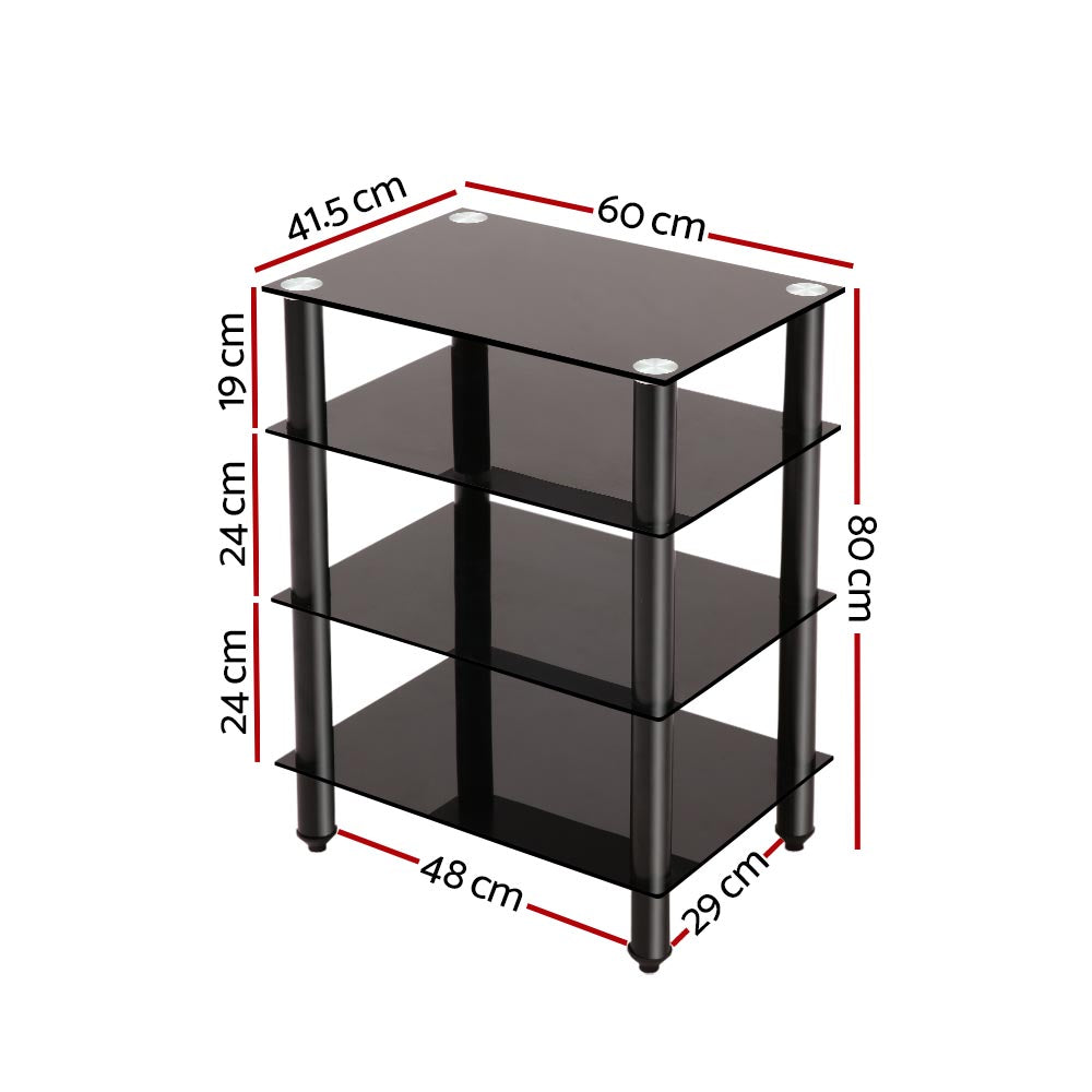 Artiss TV Stand 4 Tiers Storage Shelf Rack Tempered Glass Entertainment Unit TV-MOUN-4T-S07-BK