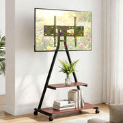 Artiss Mobile TV Stand Rolling Cart Wheels 32-75" Heavy Duty 133kg Mount Bracket TV-MOUN-6001-BK-WAL