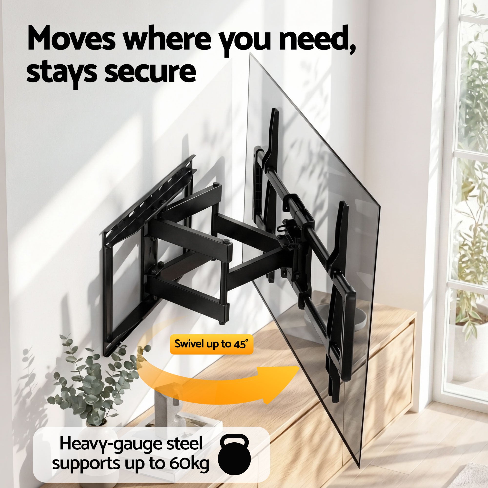 Artiss TV Wall Mount Bracket for 37" - 85" TVs Swivel Tilt Extendable Full Motion TV-MOUN-B-DOUB-90