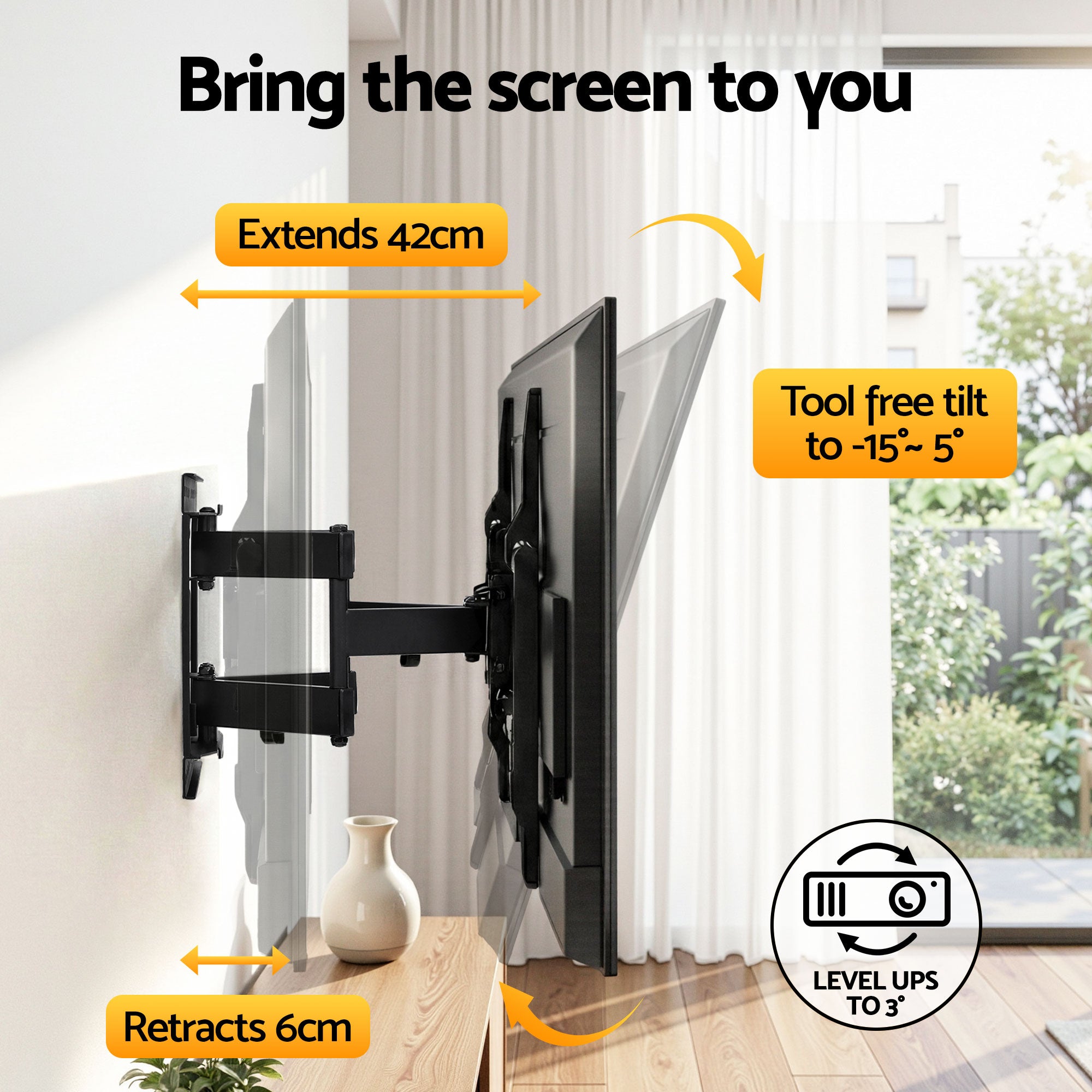 Artiss TV Wall Mount Bracket for 37" - 85" TVs Swivel Tilt Extendable Full Motion TV-MOUN-B-DOUB-90