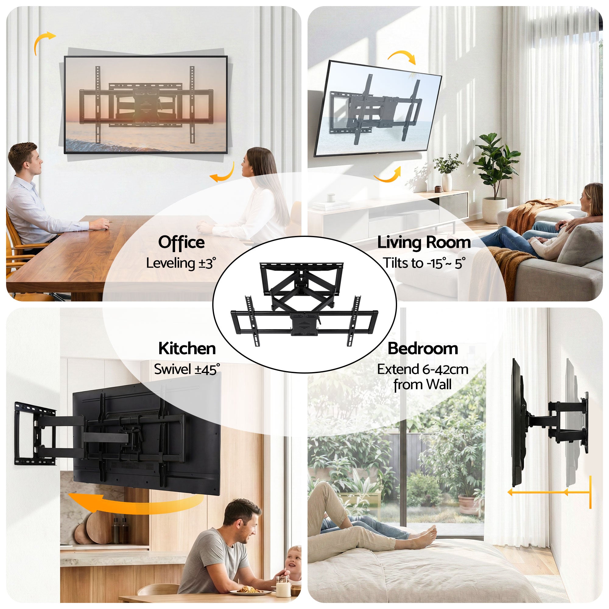 Artiss TV Wall Mount Bracket for 37" - 85" TVs Swivel Tilt Extendable Full Motion TV-MOUN-B-DOUB-90