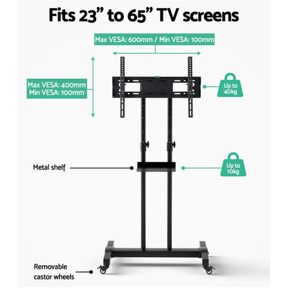Artiss Mobile TV Stand for 23"-65" TVs Mount Bracket Portable Solid Trolley Cart TV-MOUN-B-DVD014