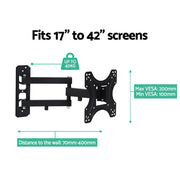 Artiss TV Wall Mount Bracket for 17"-42" LED LCD TVs Full Motion Strong Arms TV-MOUN-B-SINGLE-927ST