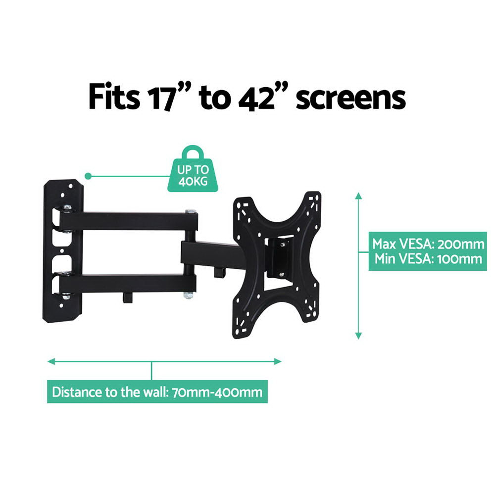 Artiss TV Wall Mount Bracket for 17"-42" LED LCD TVs Full Motion Strong Arms TV-MOUN-B-SINGLE-927ST