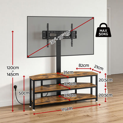 Artiss Corner TV Stand 32-70" w/ Mount LED Lights & Power Outlet Space Saving TV-MOUN-LED-3T-WAL