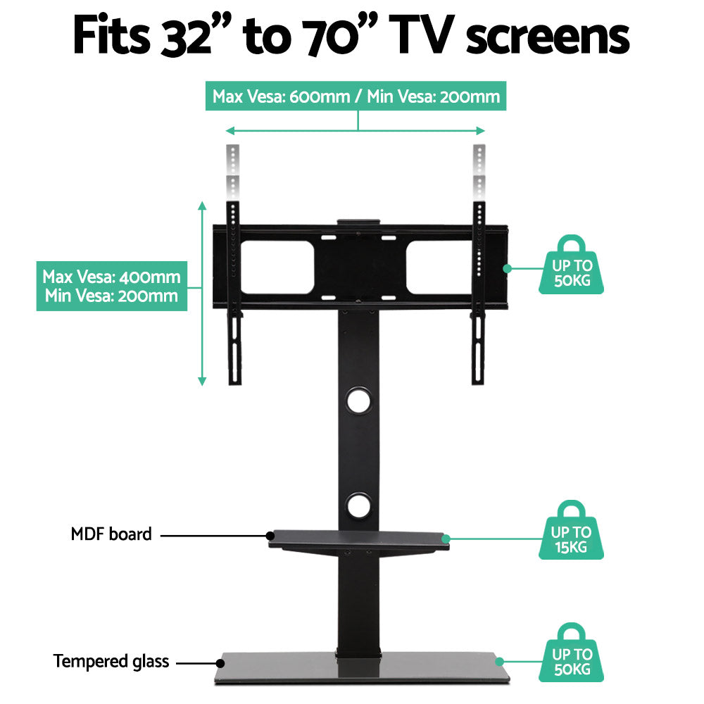 Artiss TV Stand Mount Bracket for 32"-70" LED LCD 2 Tiers Storage Floor Shelf TV-MOUN-S01-BK