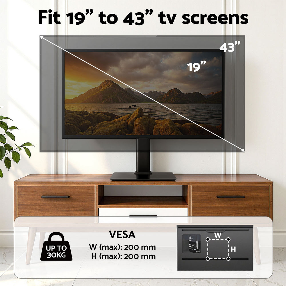 Artiss TV Stand Bracket for 19 - 43 inch TVs Table Top Desktop Universal Swivel TV-MOUN-S04-BK