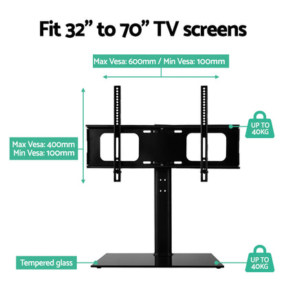 Artiss TV Stand Mount Bracket for 32"-70" LED LCD Swivel Tabletop Desktop Plasma TV-MOUN-S08-3-BK