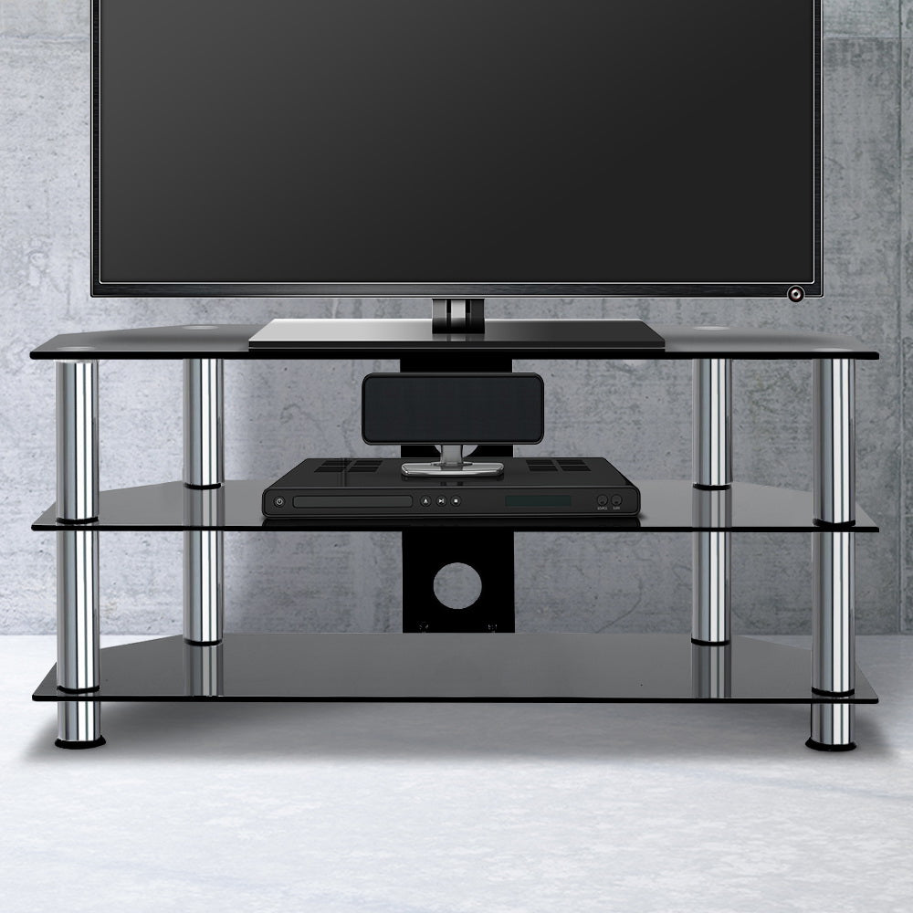 Artiss TV Stand 3 Tiers Storage Shelf Rack Tempered Glass Entertainment Unit TV-MOUN-TAB-008-BK