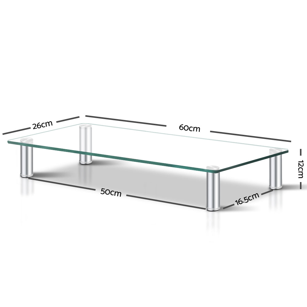 Artiss Monitor Stand Riser with Height Adjustable Computer Laptop Printer Screen Glass Display Shelf TV-MOUN-TAB-S05-TP